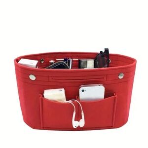 Red Purse Organizer Insert with Pockets